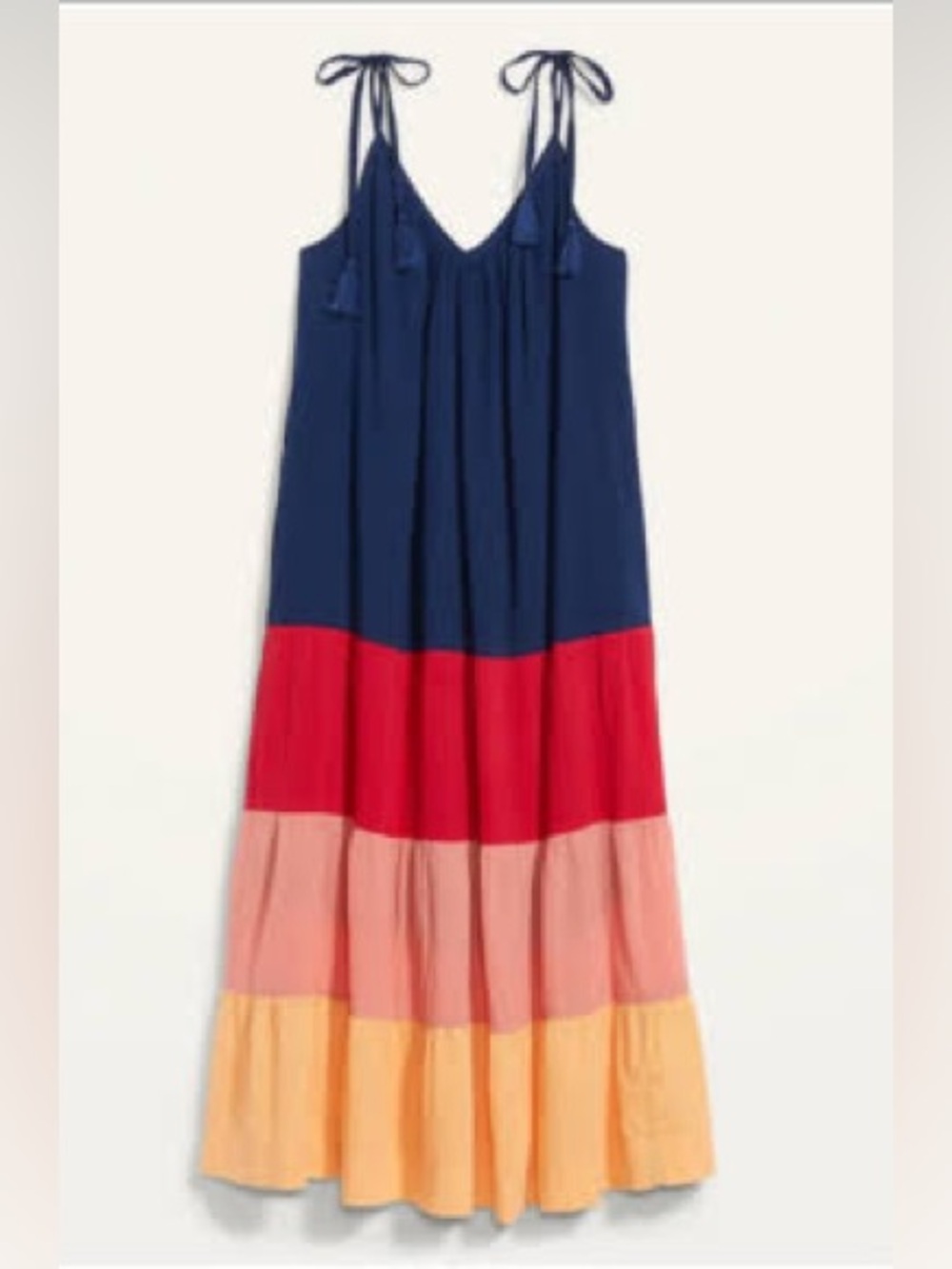 Old Navy Navy, Red, Pink & Yellow Tiered Maxi Dress